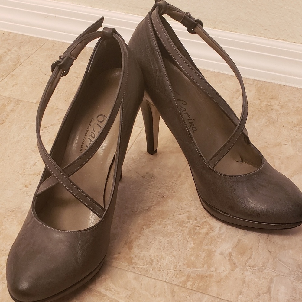 Grey Italian Leather Heels